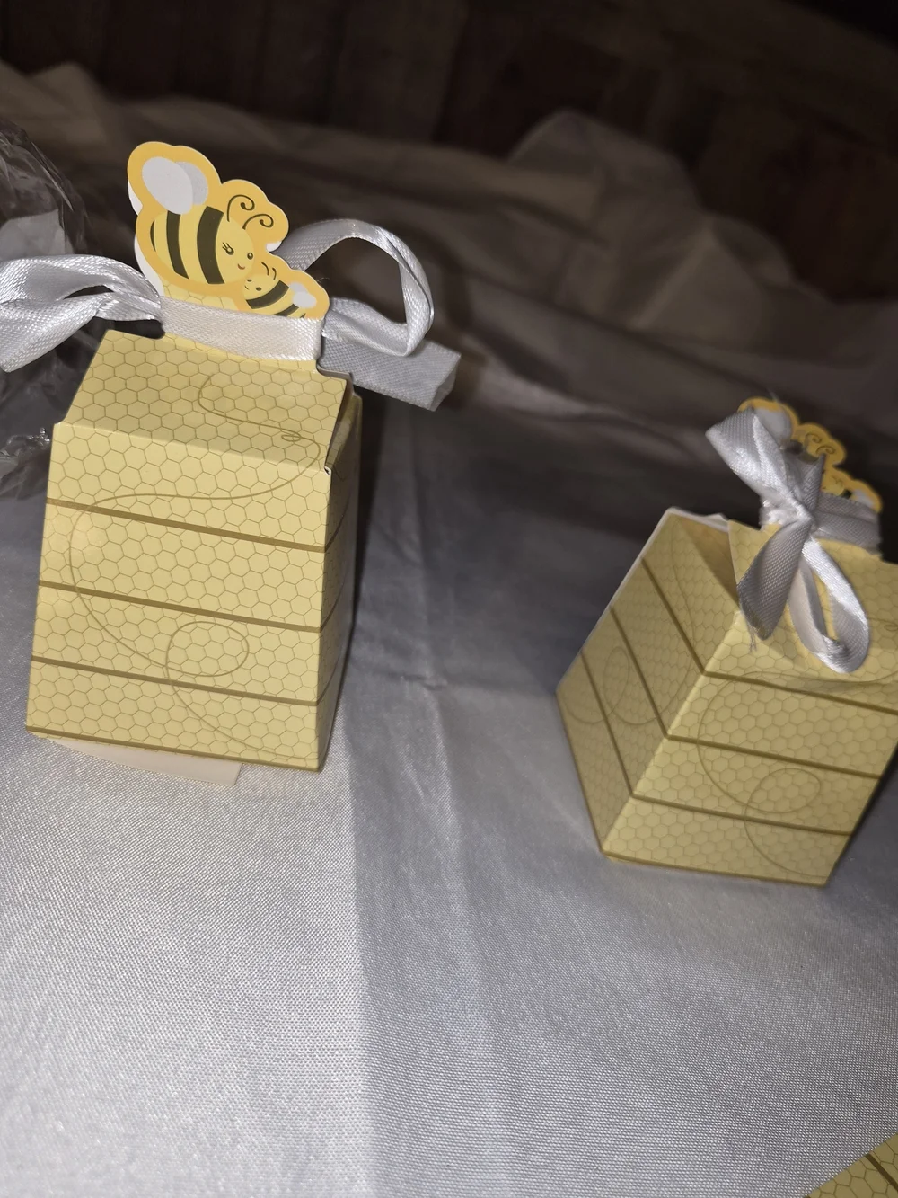 Bee-Themed Favor Boxes with Ribbon Topper - Yellow